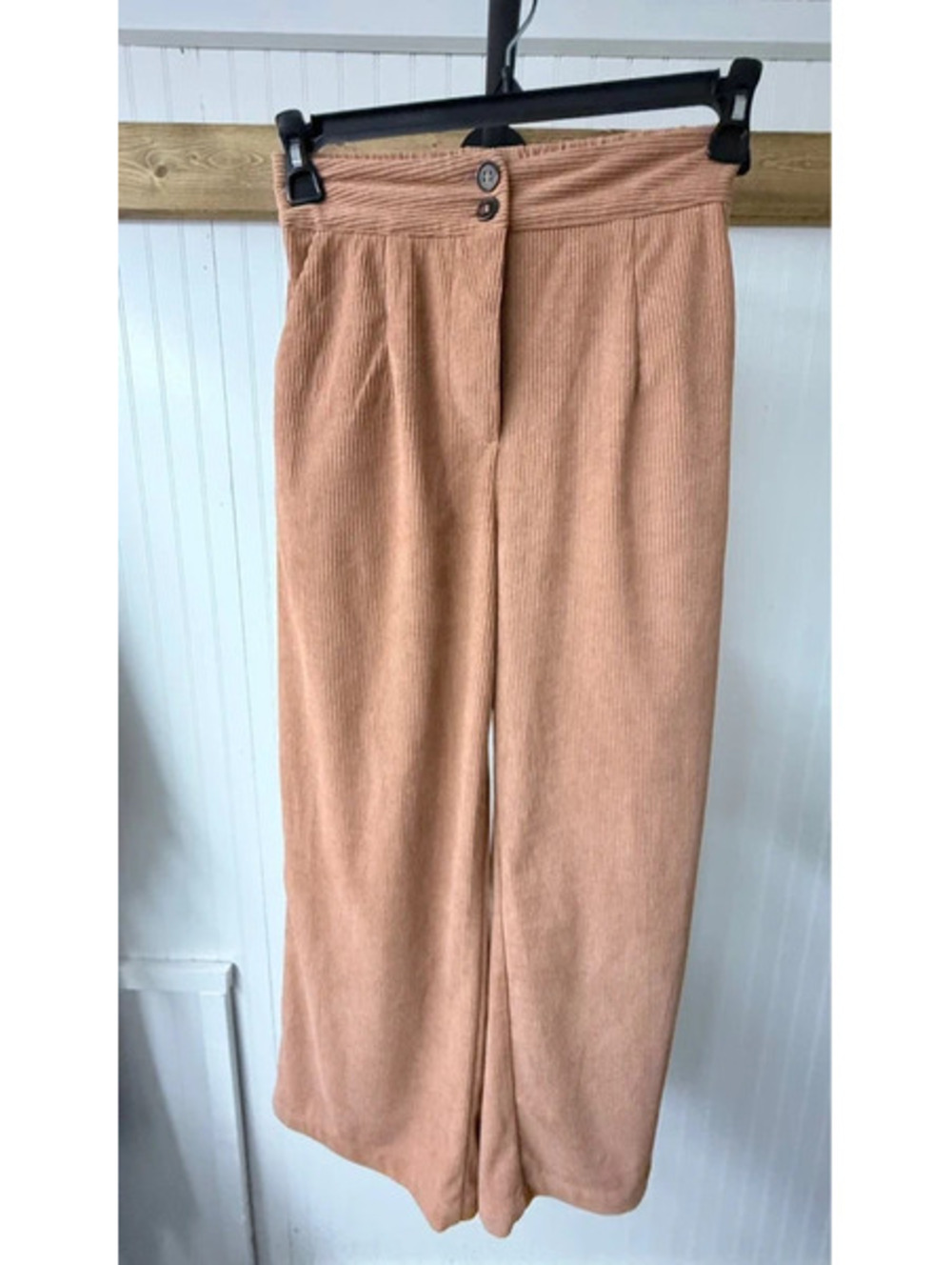 peach-blush wide-leg corduroy trousers high waisted medium retro 70s boho